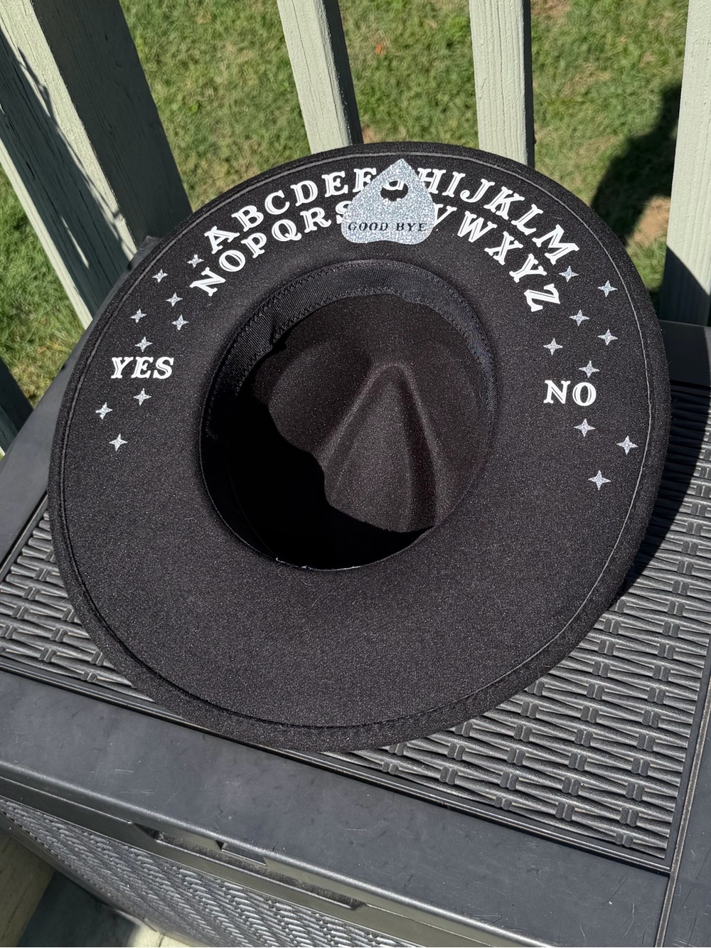 Black Ouija Board Wide-Brim Witch Hat - Picture 5 of 9
